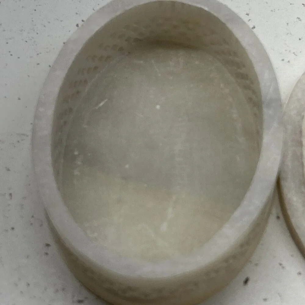 VTG‎ Mother of Pearl Stone Marble Trinket Jewelry Box India 3” X 4”